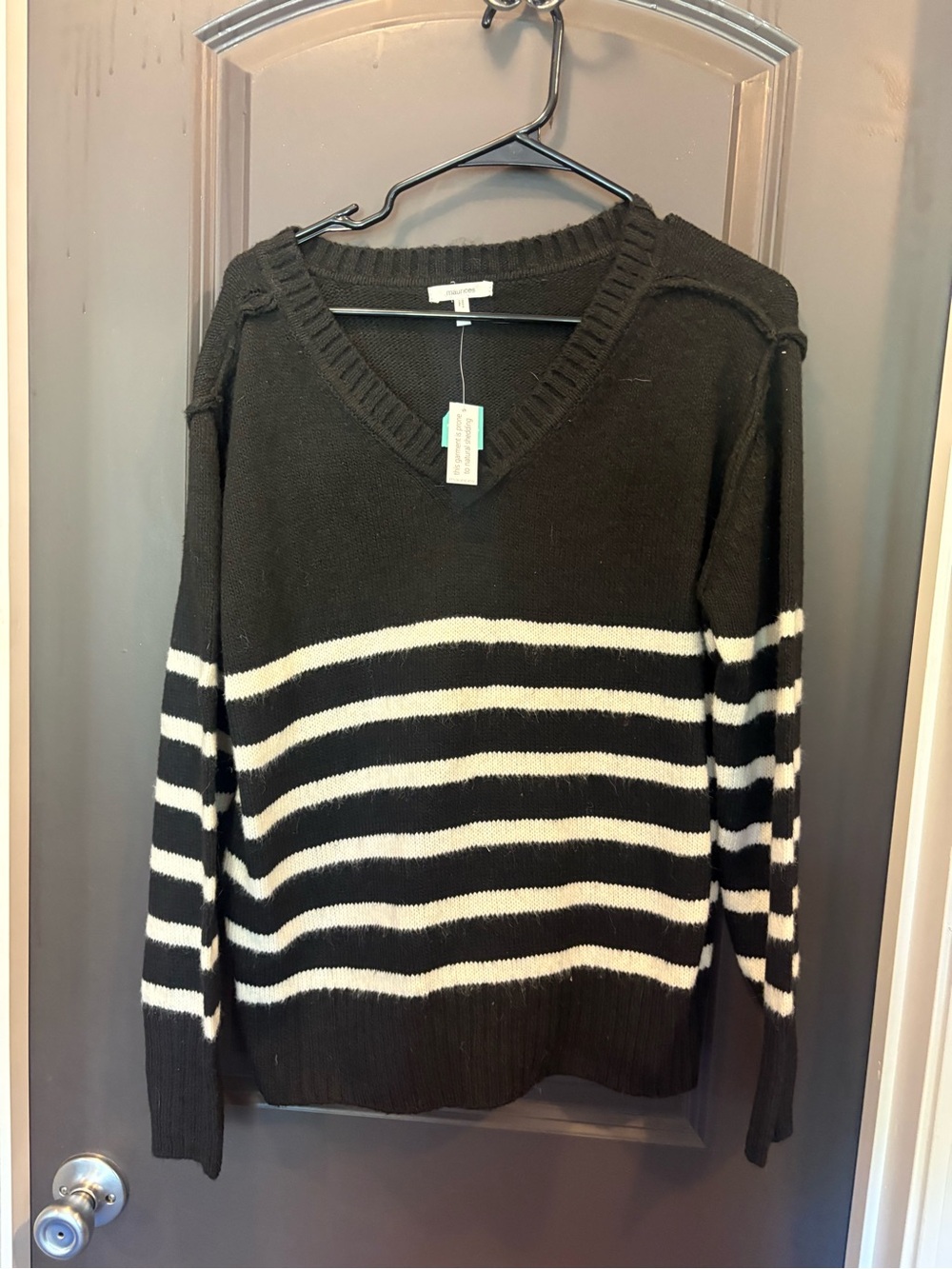 Maurices Black & White Striped Sweater
